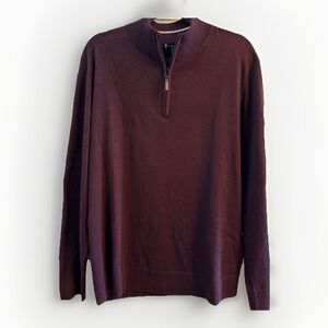 Smartwool Quarter Zio Sweater Burgundy‎ Men's  XL Wool Blend Cozy Lodge 1/4 Zip